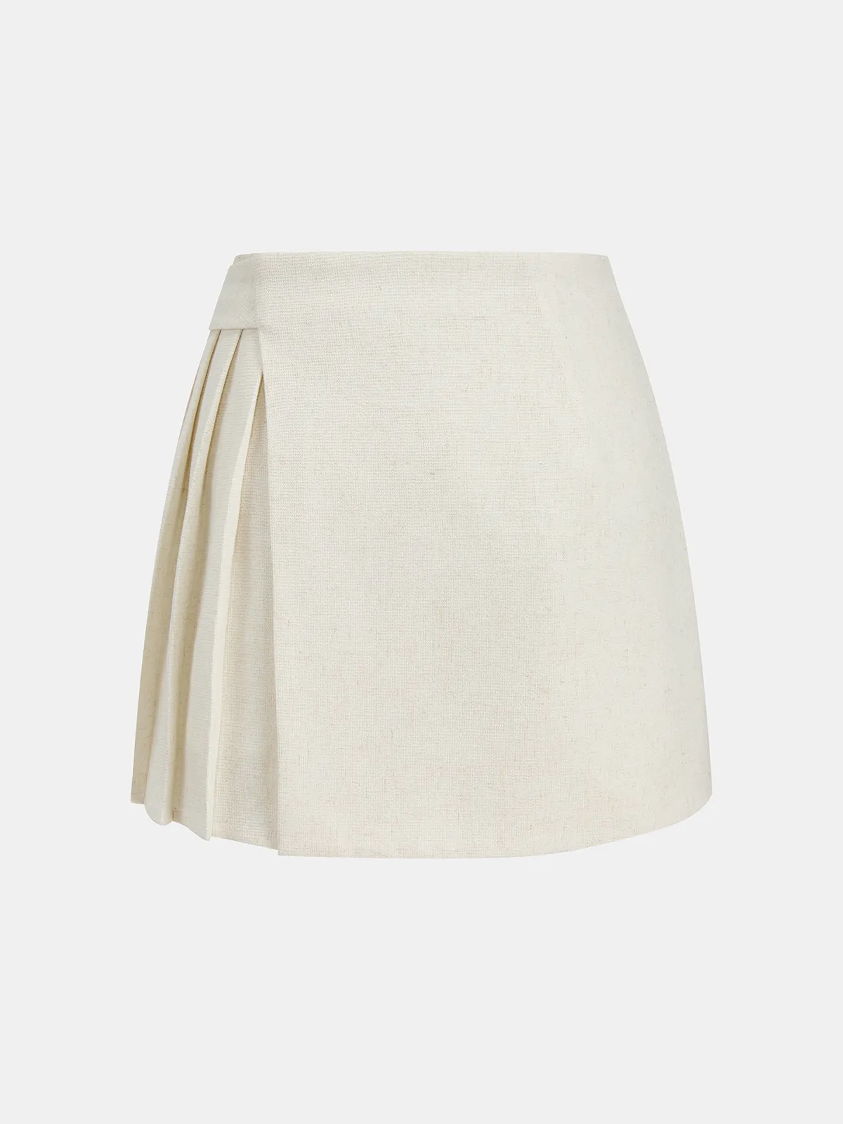 Linen Blend Buckle Pleated Mini Skirt sold by COMMENSE product image thumbnail 2