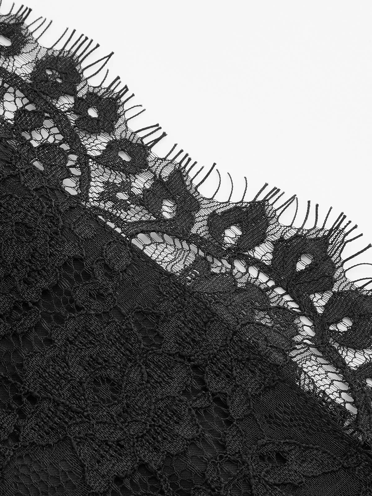 Satin Off-Shoulder Lace Trim Asymmetrical Top sold by COMMENSE product image thumbnail 4