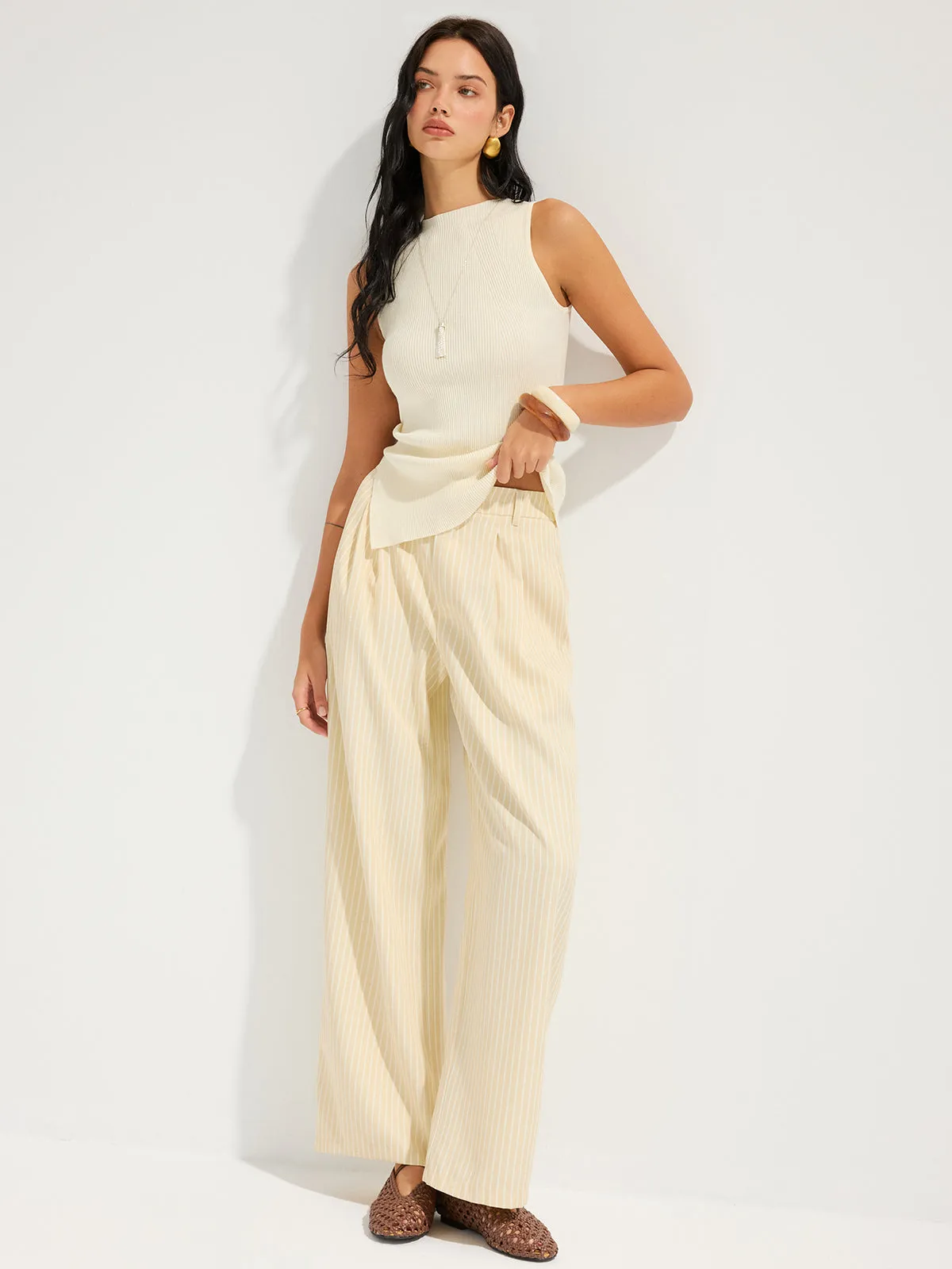 Slim Fit Ribbed Sleeveless Knit Top sold by COMMENSE product image thumbnail 2