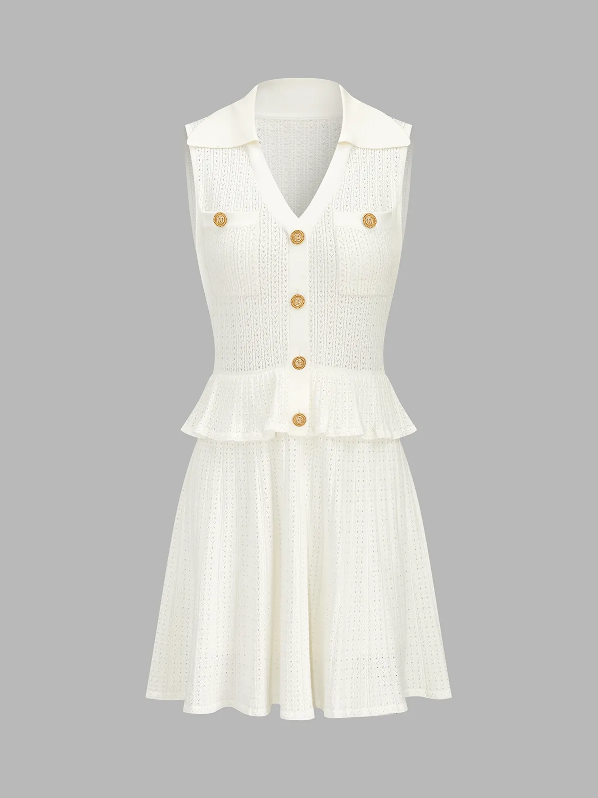 Eyelet Knit Peplum Top & Mini Skirt Set sold by COMMENSE product image thumbnail 2