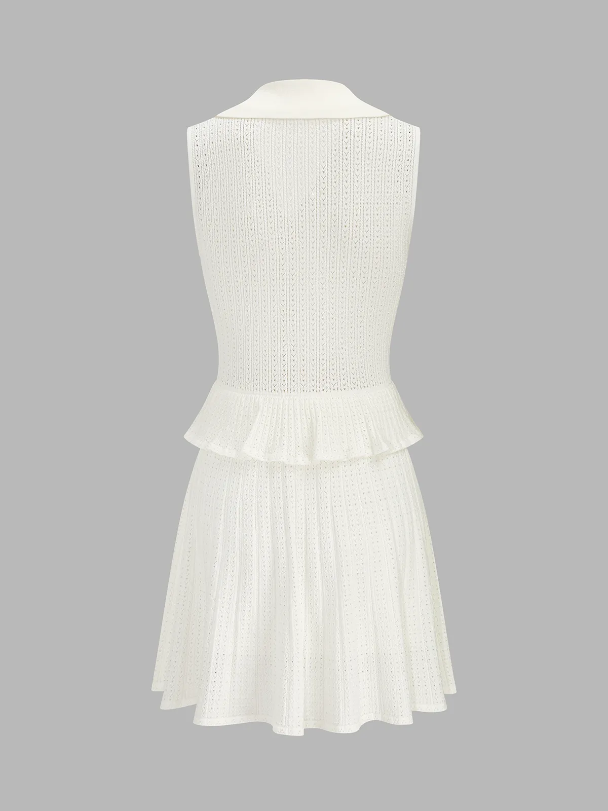 Eyelet Knit Peplum Top & Mini Skirt Set sold by COMMENSE product image thumbnail 3