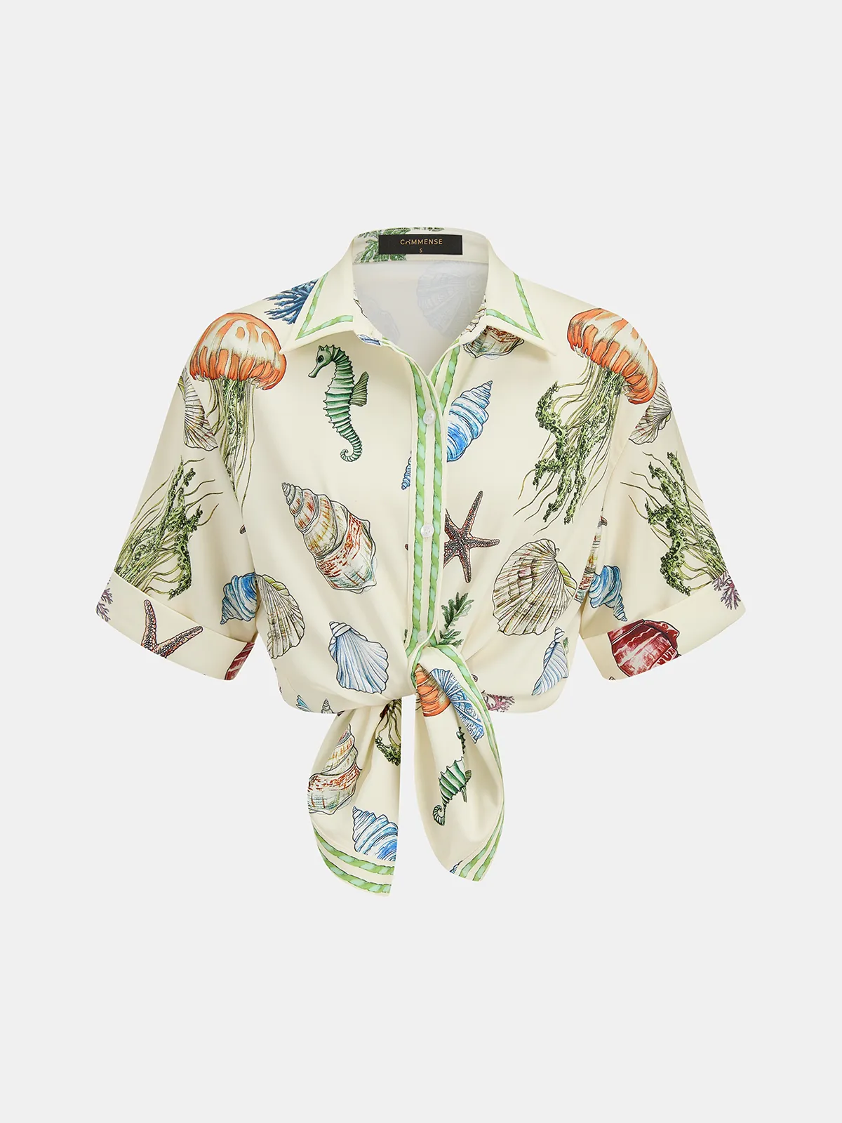 Marine Print Shirt & Drawstring Shorts Set sold by COMMENSE product image thumbnail 3