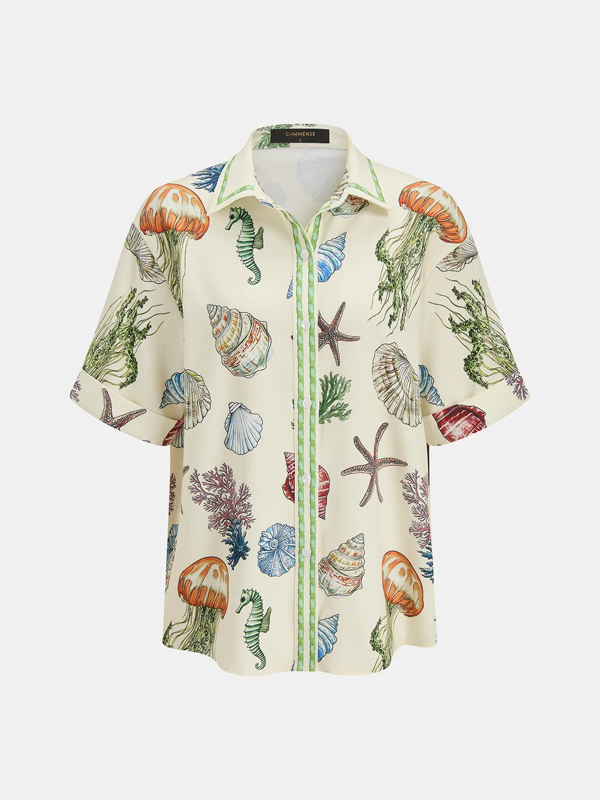 Marine Print Shirt & Drawstring Shorts Set sold by COMMENSE product image thumbnail 4