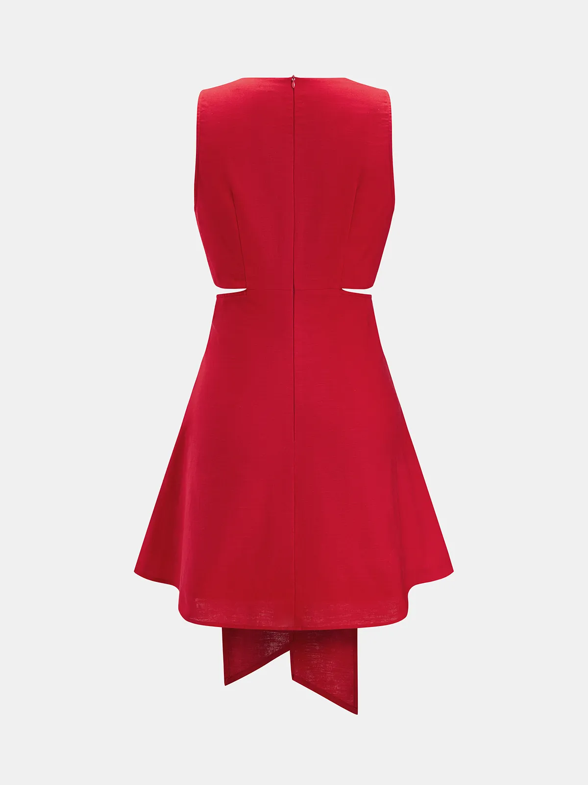 Cotton Linen Cutout Knot Mini Dress sold by COMMENSE product image thumbnail 3
