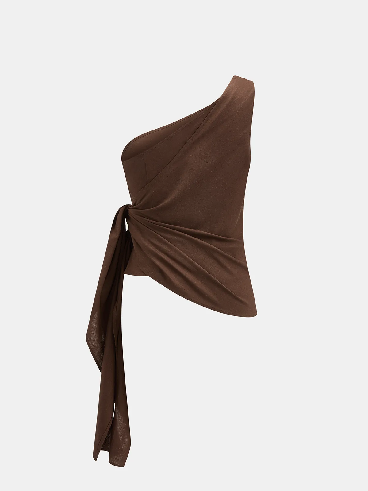 One-Shoulder Metal Detail Tie Top & Pants Set sold by COMMENSE product image thumbnail 3