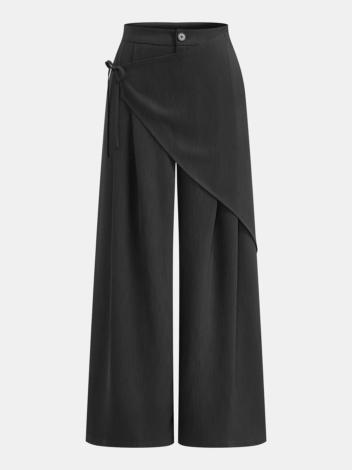 Wrap-Front Overlap Wide Leg Pants sold by COMMENSE