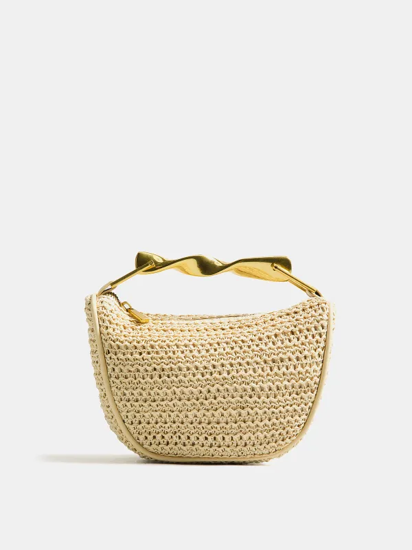 Twisted Handle Straw Woven Handbag made by COMMENSE