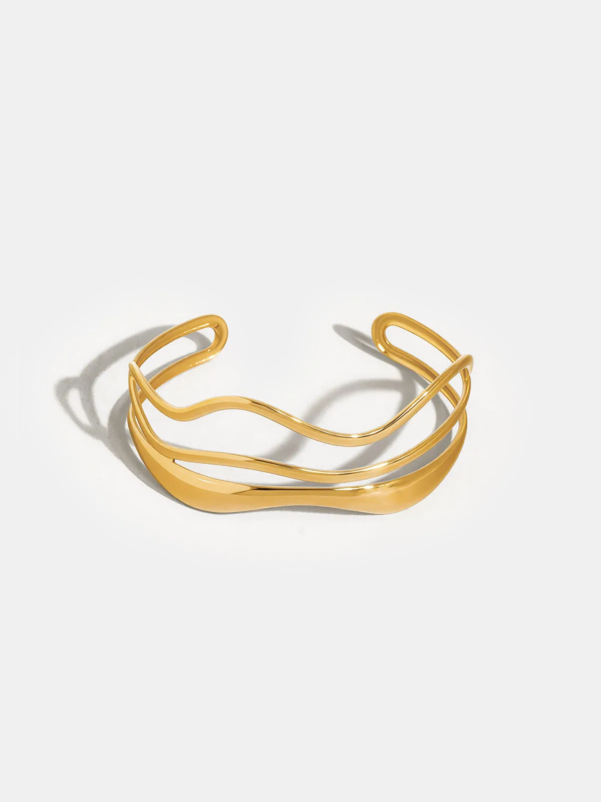 Irregular Wavy Open Cuff Bangle sold by COMMENSE product image thumbnail 2