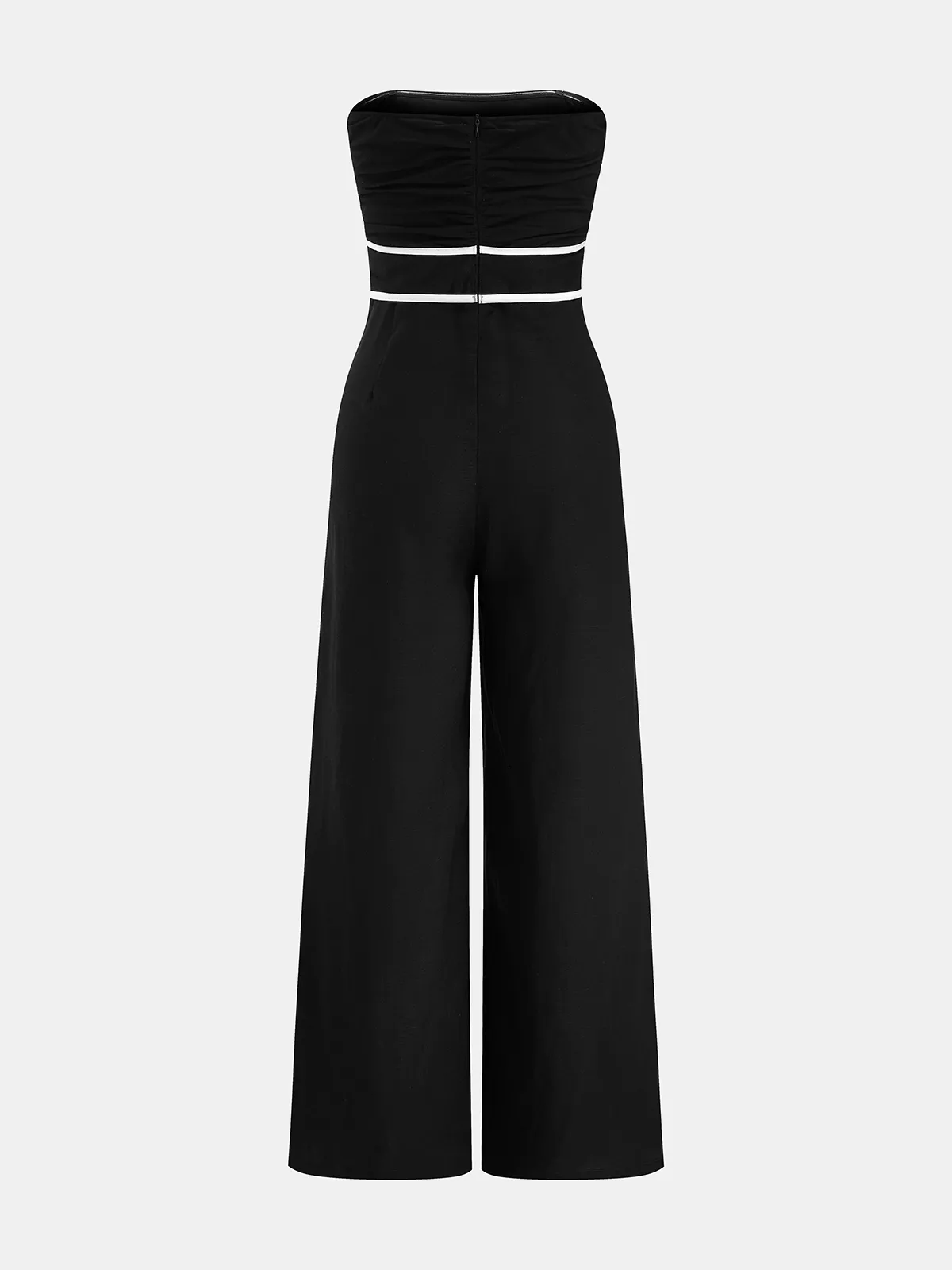 Linen-Blend Strapless Tie-Waist Wide Leg Jumpsuit sold by COMMENSE product image thumbnail 3