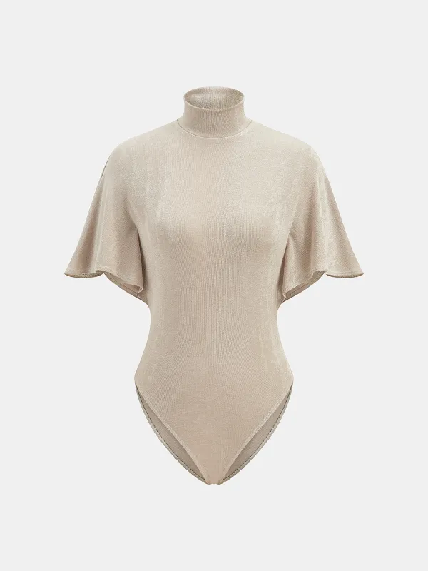 High Neck Flutter Sleeve Bodysuit made by COMMENSE
