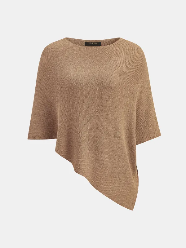 Asymmetric Hem Batwing Knit Top made by COMMENSE