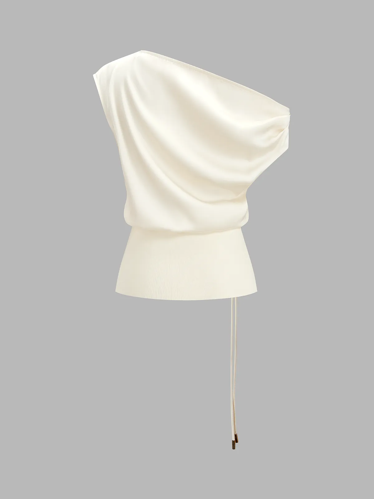 One Shoulder Belted Satin Top sold by COMMENSE product image thumbnail 2