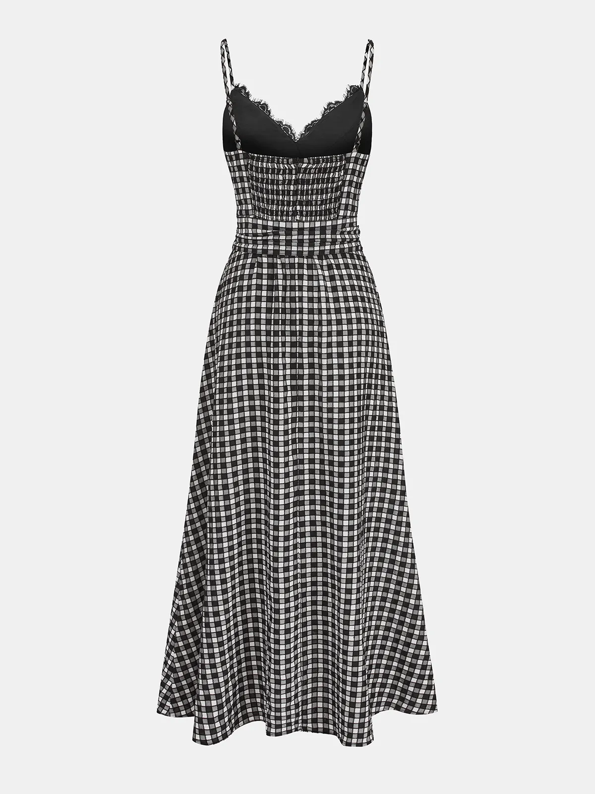 Gingham Lace Trim Cami Midi Dress sold by COMMENSE product image thumbnail 2