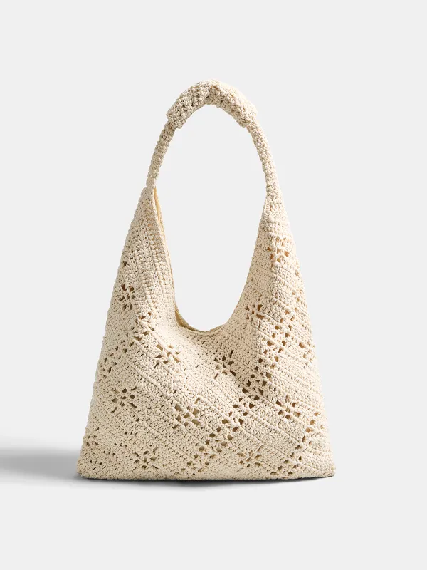 Crochet Hollow Out Shoulder Tote Bag made by COMMENSE