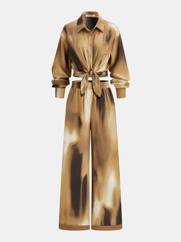 Tie-Dye Shirt & Wide-Leg Pants Set made by COMMENSE