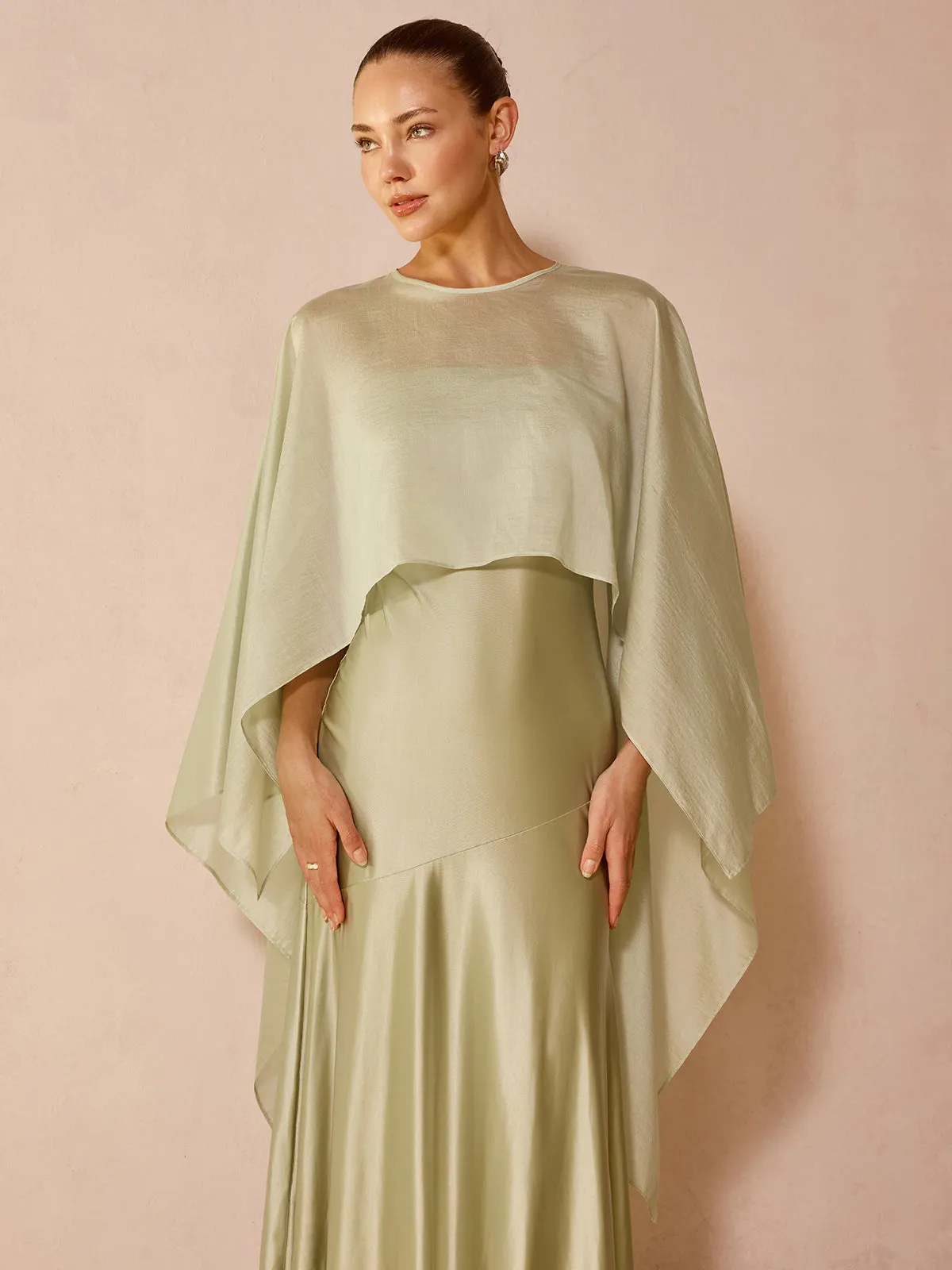 Sheer Capelet & Cami Dress Two-Piece Set sold by COMMENSE product image thumbnail 5