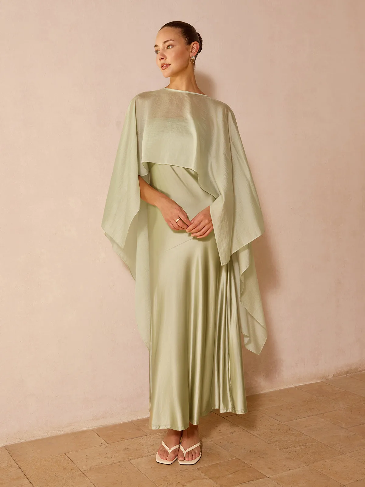 Sheer Capelet & Cami Dress Two-Piece Set sold by COMMENSE product image thumbnail 2