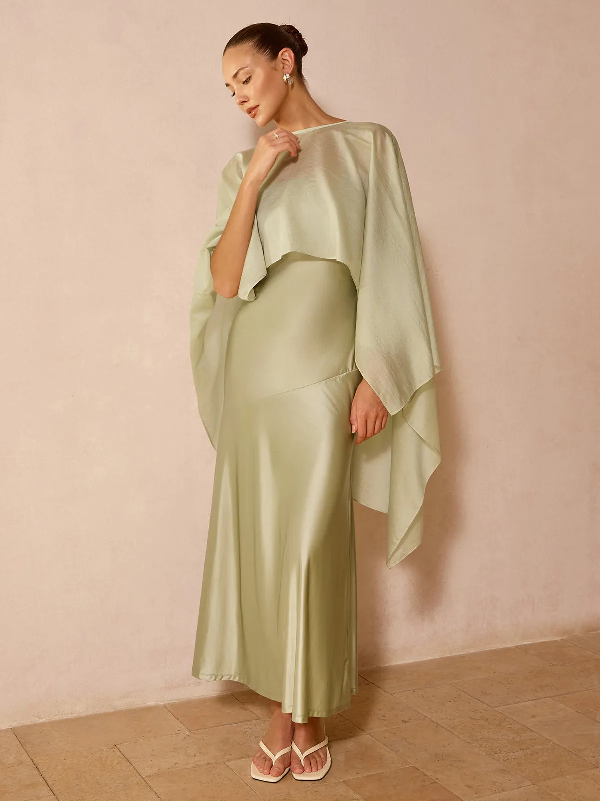 Sheer Capelet & Cami Dress Two-Piece Set sold by COMMENSE product image thumbnail 3