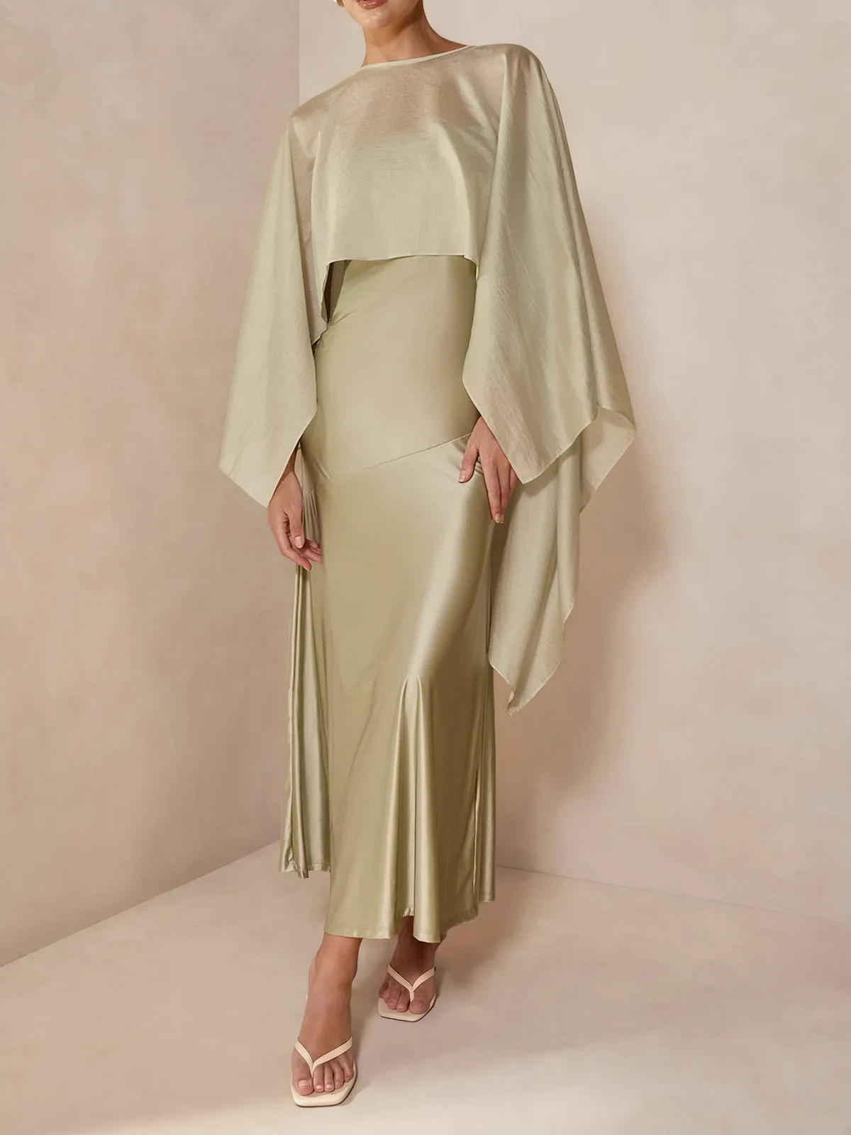 Sheer Capelet & Cami Dress Two-Piece Set sold by COMMENSE