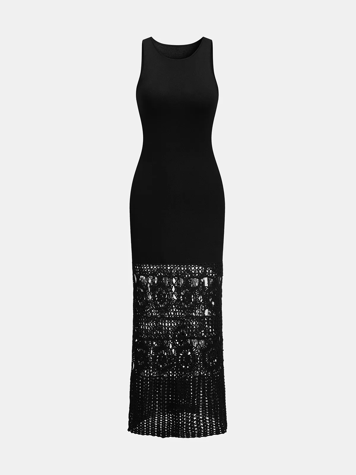 Side Slit Crochet Hem Sleeveless Knit Maxi Dress sold by COMMENSE product image thumbnail 2