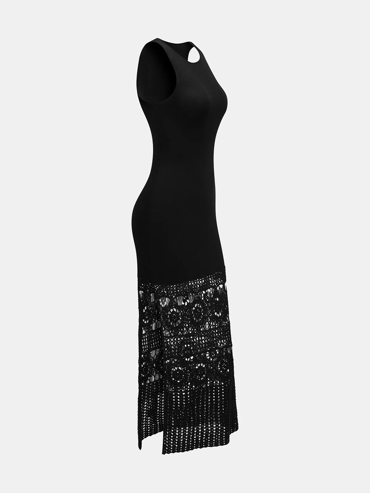 Side Slit Crochet Hem Sleeveless Knit Maxi Dress sold by COMMENSE product image thumbnail 3