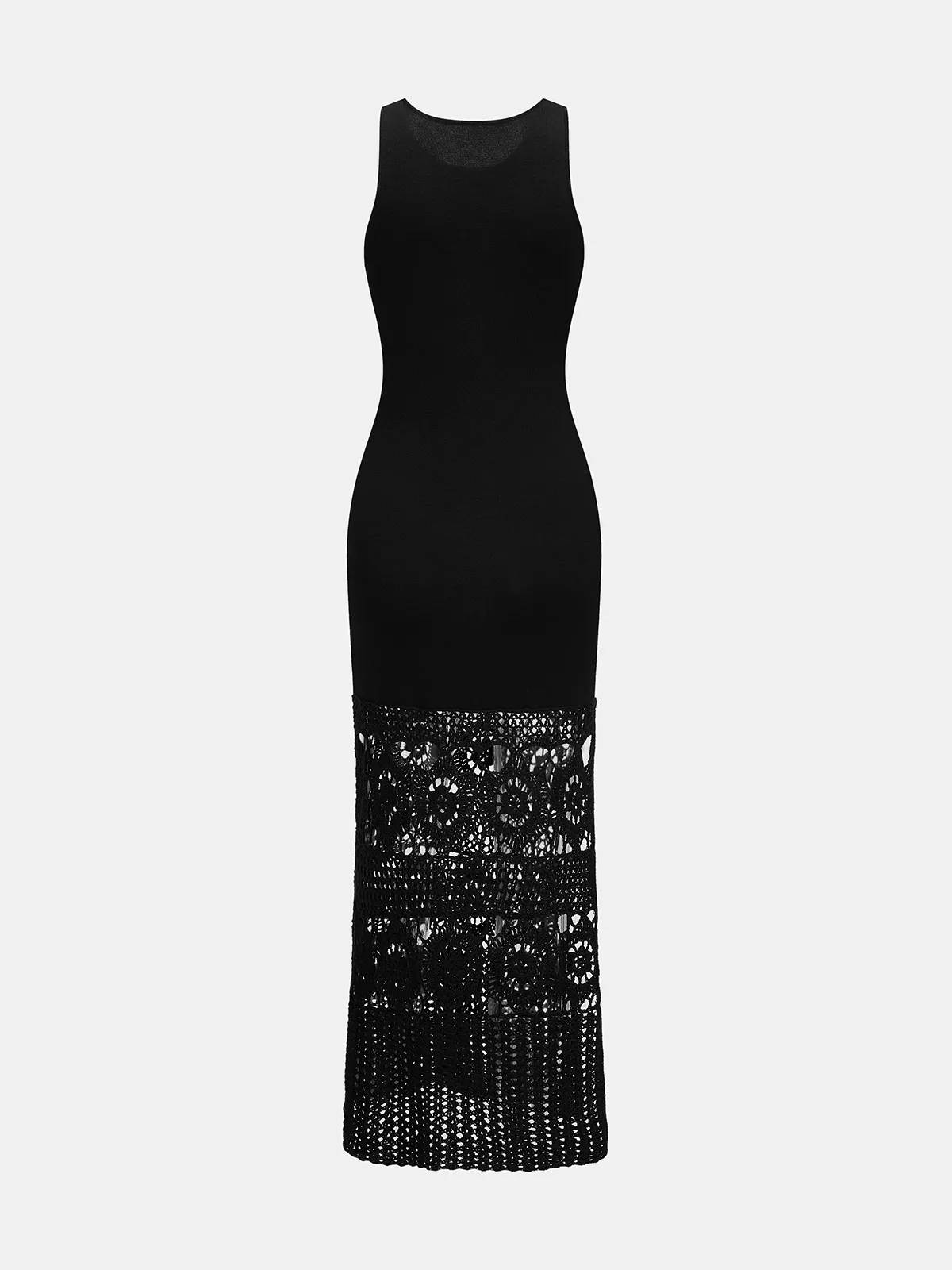 Side Slit Crochet Hem Sleeveless Knit Maxi Dress sold by COMMENSE product image thumbnail 4