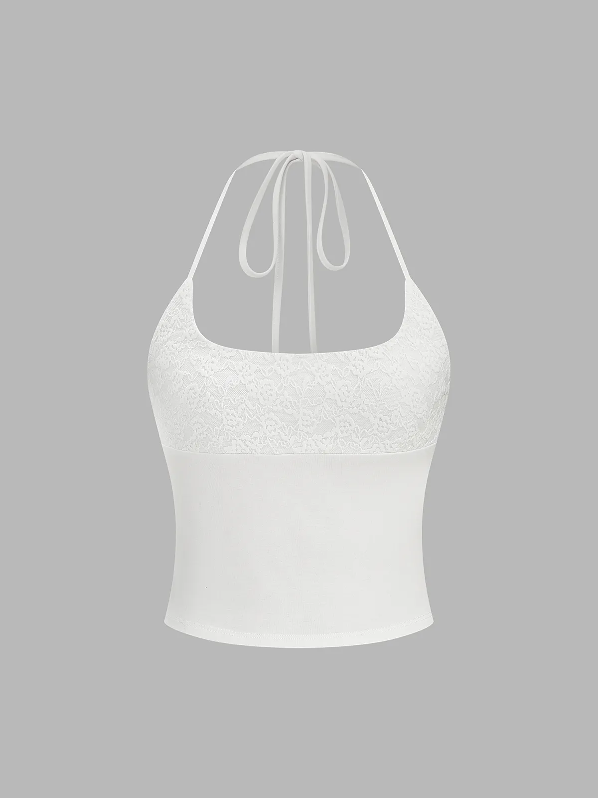 Lace Halter Crop Top & Asymmetric Midi Skirt Set sold by COMMENSE product image thumbnail 3