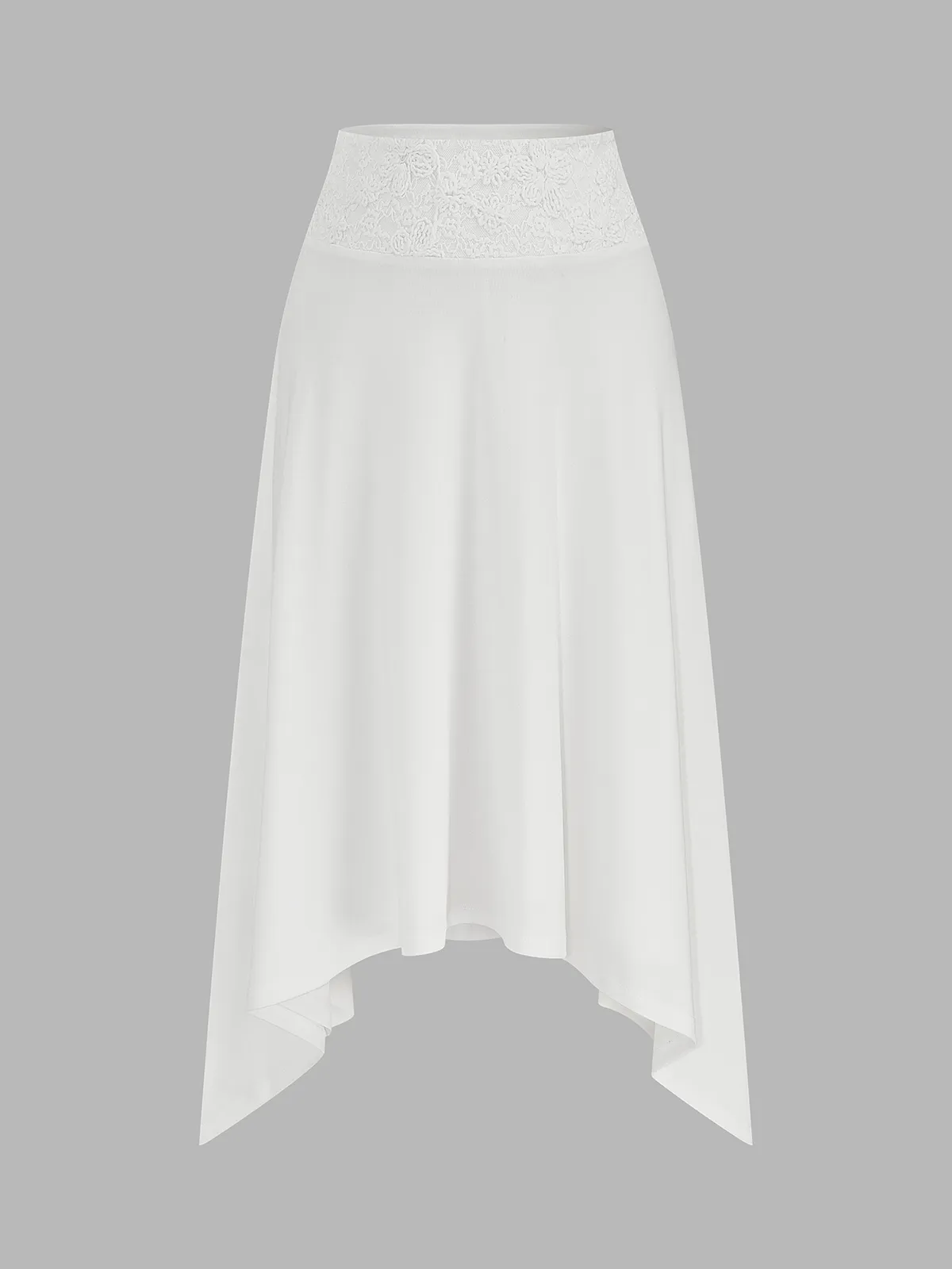 Lace Halter Crop Top & Asymmetric Midi Skirt Set sold by COMMENSE product image thumbnail 5