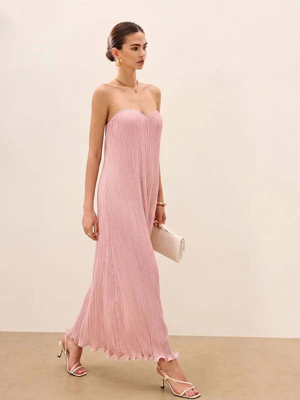 Strapless Pleated Maxi Dress made by COMMENSE