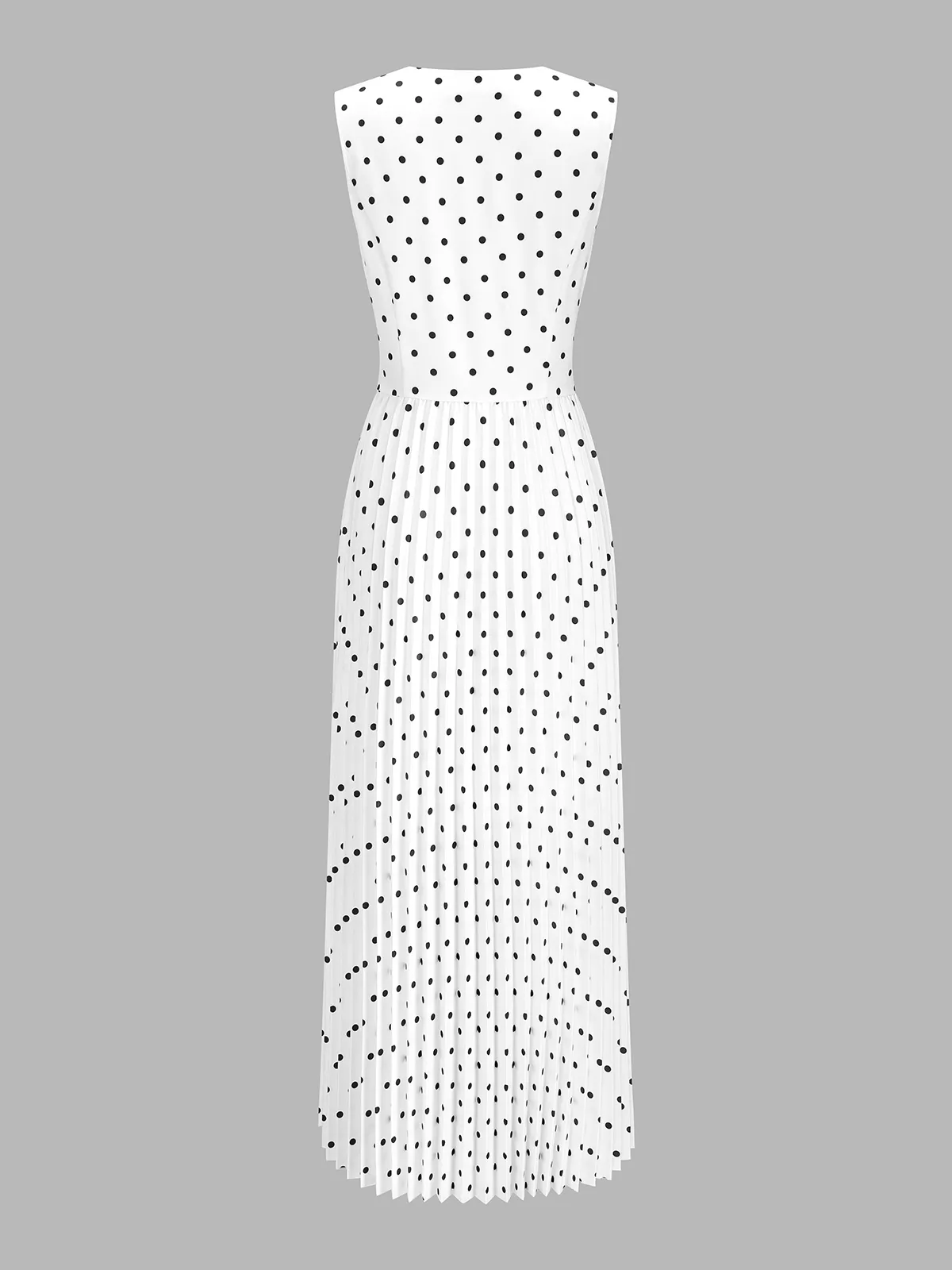 Polka Dot Sleeveless Pleated Dress with Neck Tie sold by COMMENSE product image thumbnail 3