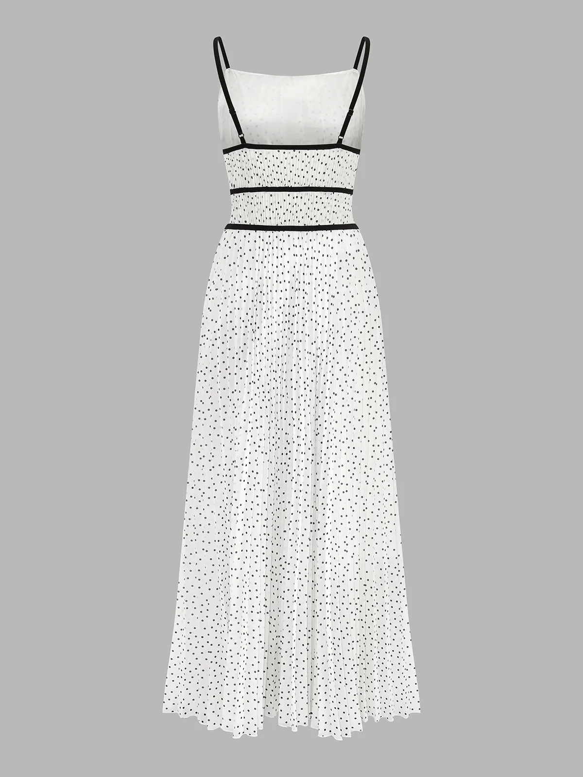 Polka Dot Pleated Cami Maxi Dress sold by COMMENSE product image thumbnail 3