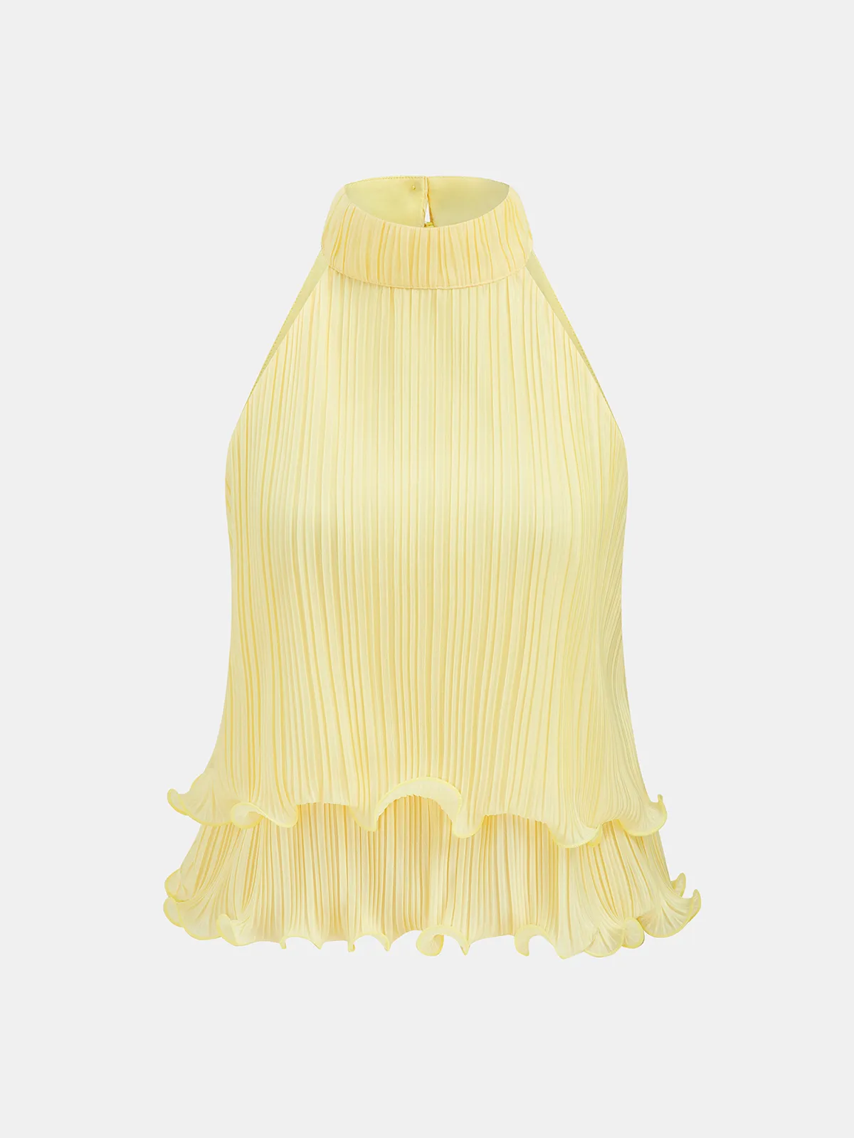 Pleated Layered Ruffle Halter Tank Top sold by COMMENSE product image thumbnail 2