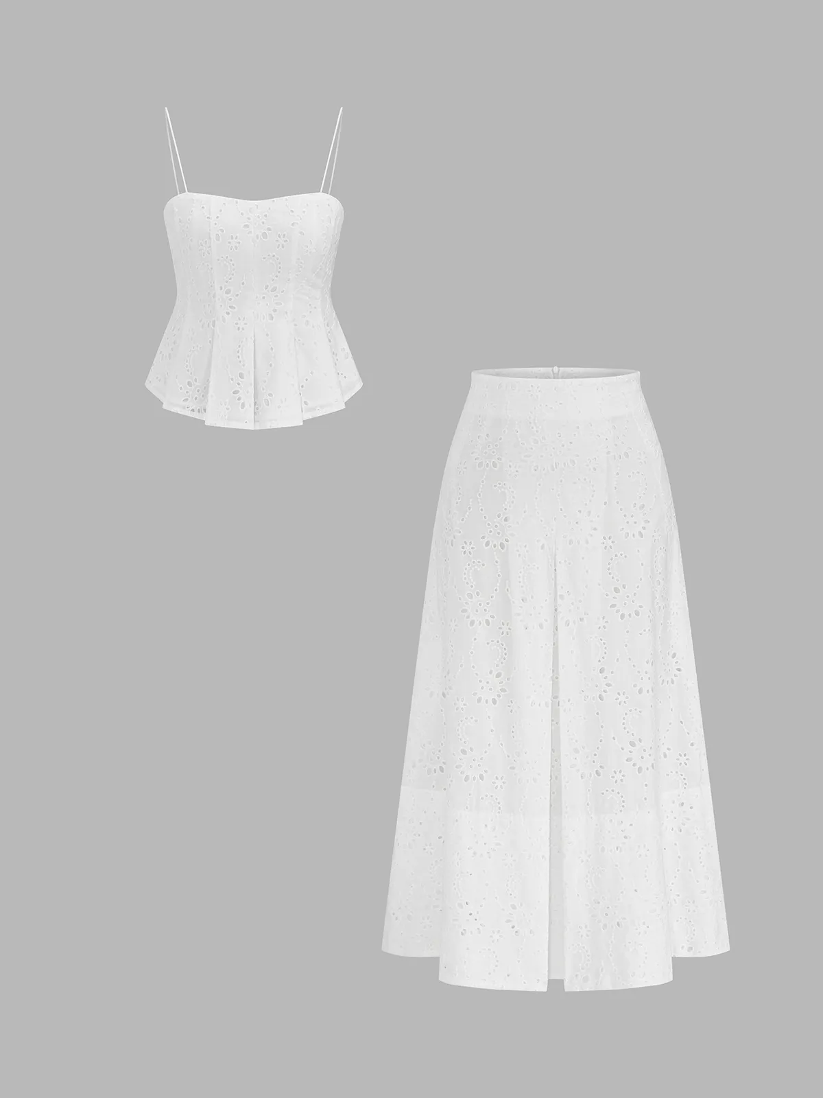 Eyelet Embroidered Cami Top & Midi Skirt Set sold by COMMENSE product image thumbnail 2