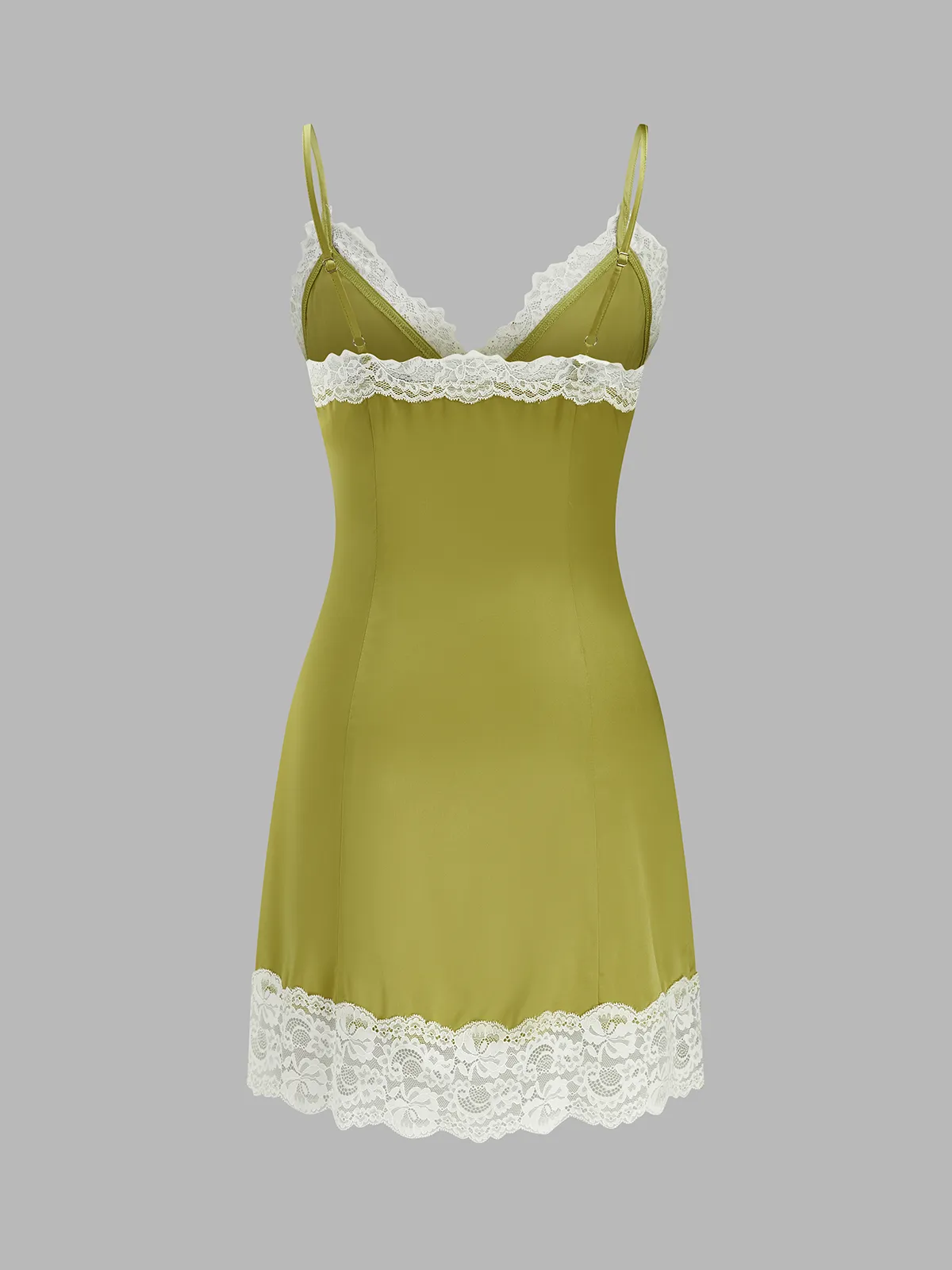 Lace Trim Satin Cami Mini Dress sold by COMMENSE product image thumbnail 3