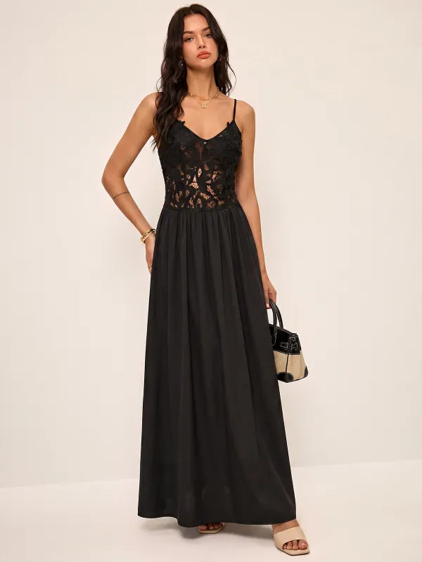 3D Floral Lace Cami Maxi Dress made by COMMENSE
