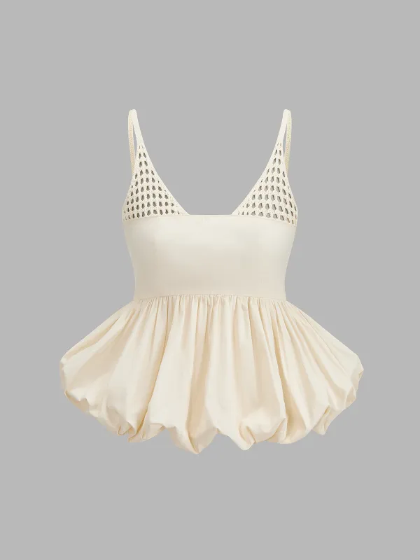 Crochet Cotton Bubble Hem Cami Top made by COMMENSE