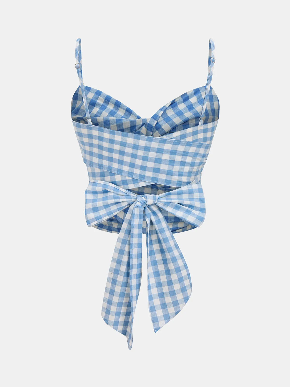 Gingham Wrap Tie Cami Top & Midi Skirt Set sold by COMMENSE product image thumbnail 3