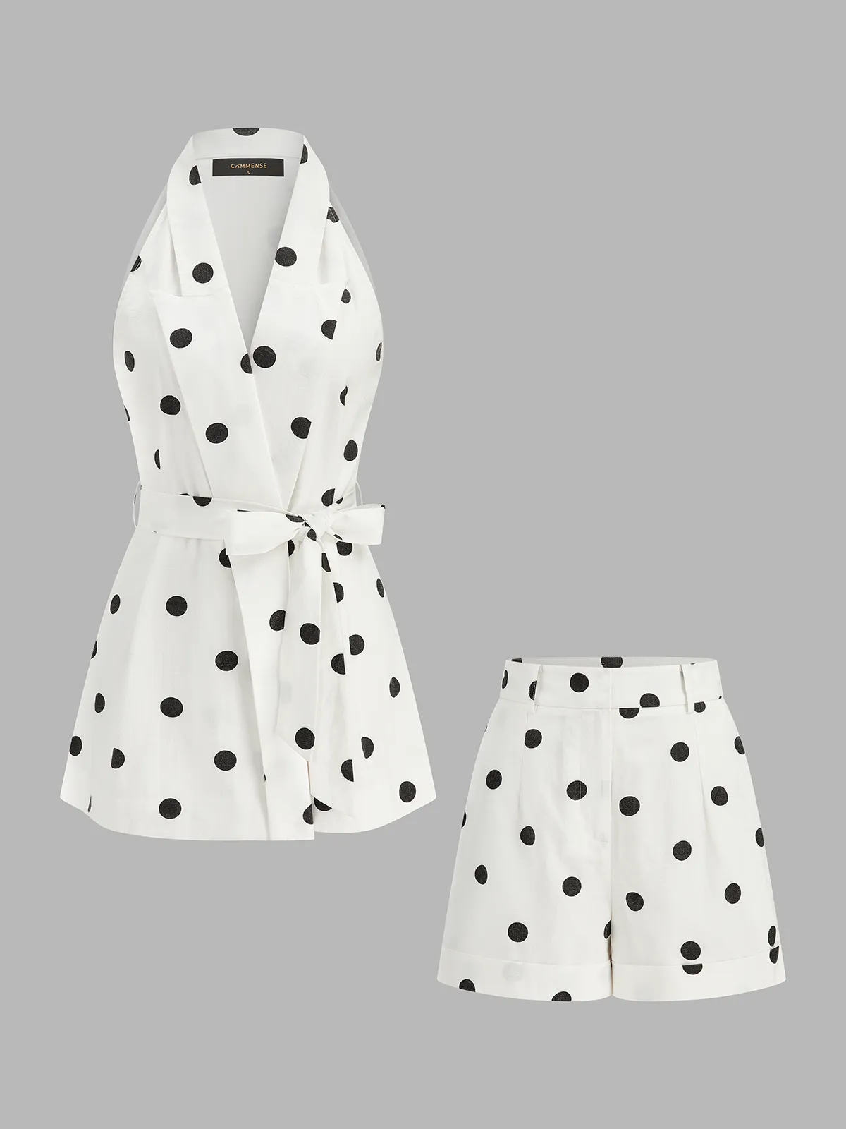 Polka Dot Belted Top & Shorts Set sold by COMMENSE product image thumbnail 2