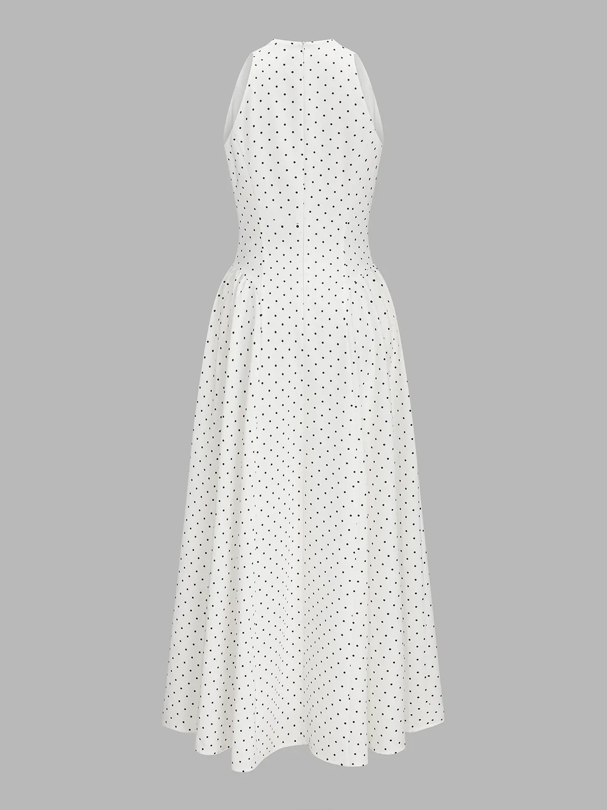 Polka Dot Sleeveless Pleated Maxi Dress sold by COMMENSE product image thumbnail 2