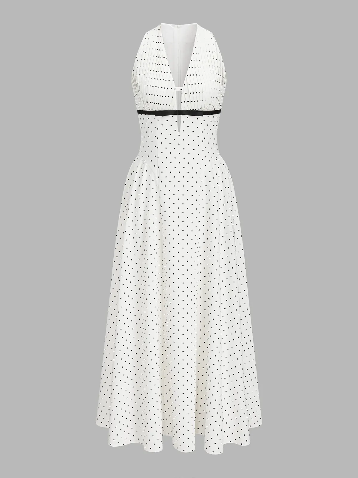 Polka Dot Sleeveless Pleated Maxi Dress sold by COMMENSE