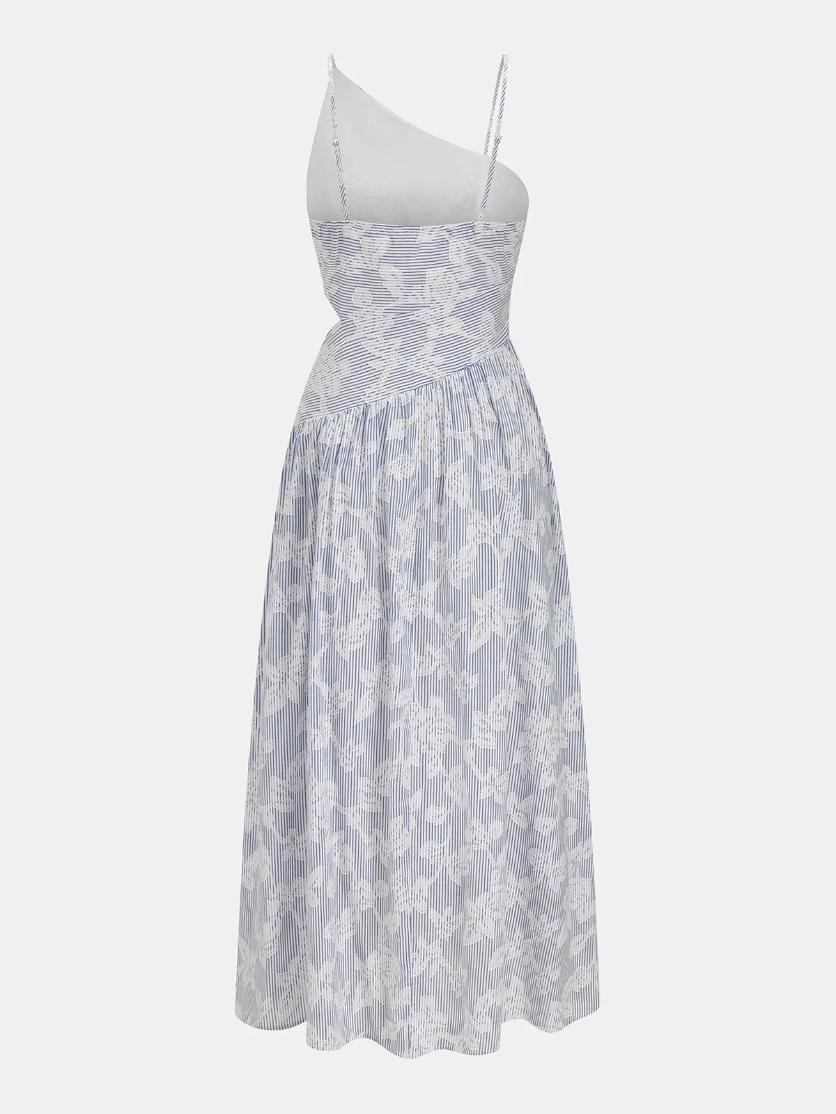 Asymmetric Striped Floral Embroidery Maxi Dress sold by COMMENSE product image thumbnail 3