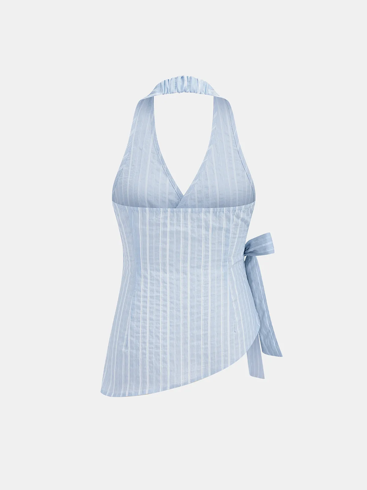 Striped Wrap Halter Tie-Waist Top sold by COMMENSE product image thumbnail 3