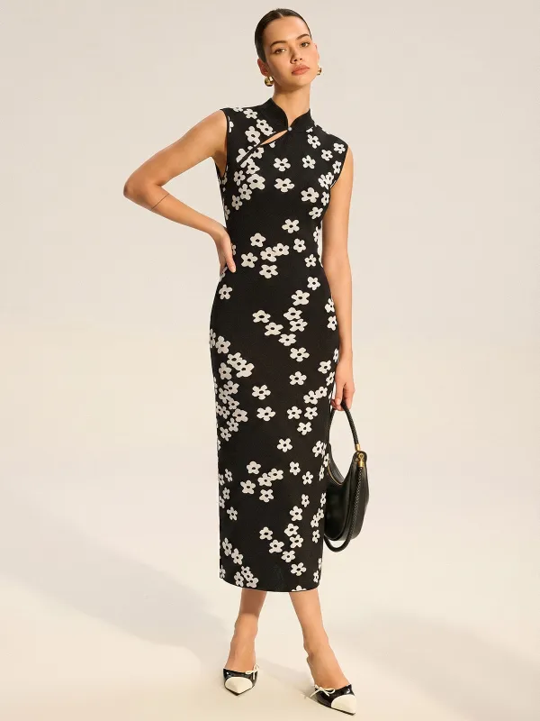 Floral Print Sleeveless Knit Midi Dress made by COMMENSE