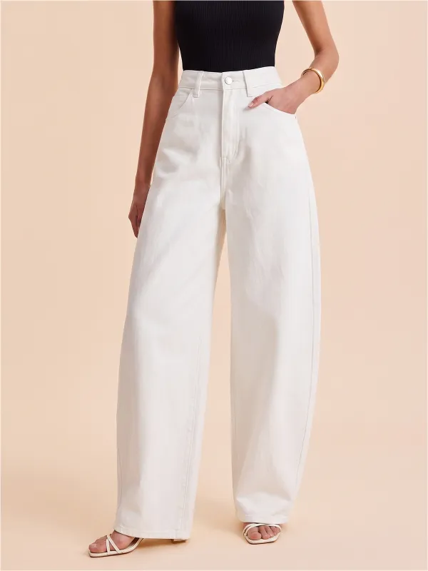Mid-Waist Curved Leg Denim Pants made by COMMENSE