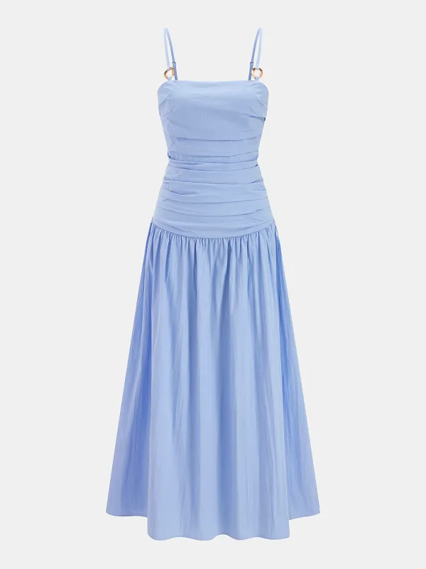 Metal Ring Cotton Blend Ruched Cami Dress made by COMMENSE