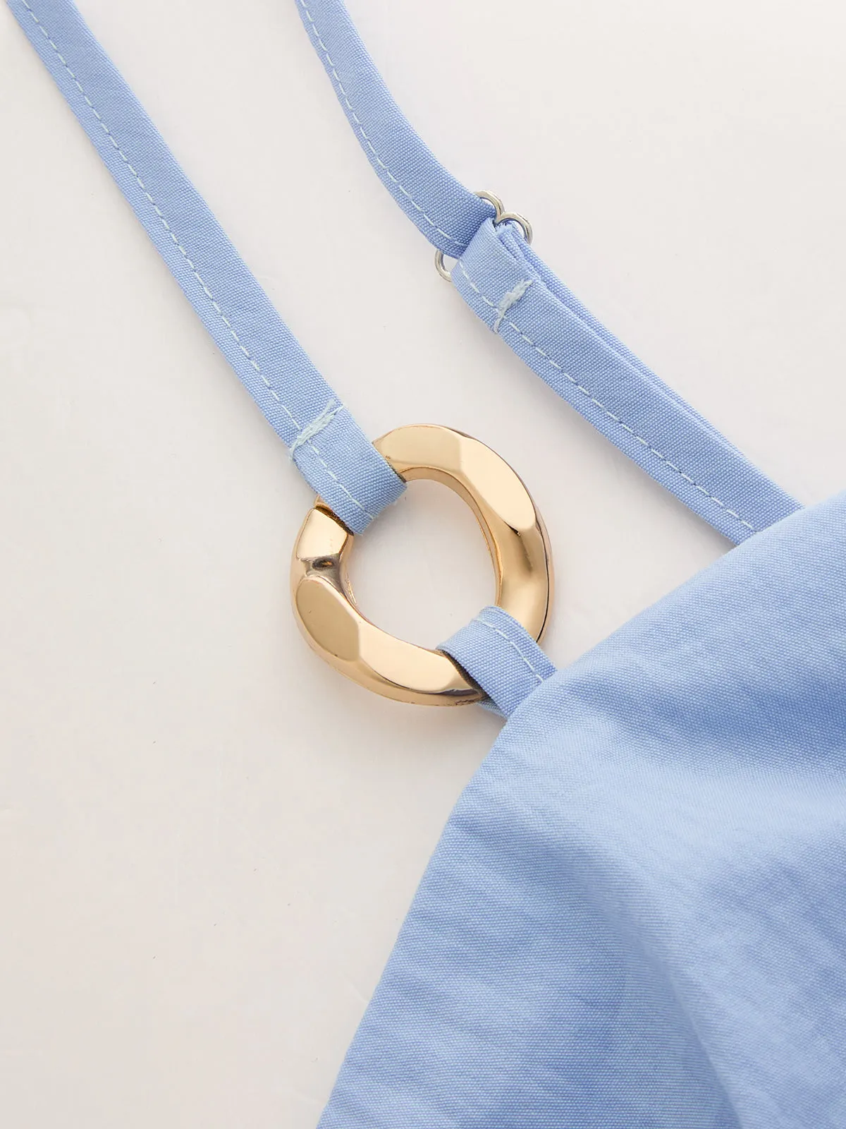 Metal Ring Cotton Blend Ruched Cami Dress sold by COMMENSE product image thumbnail 3