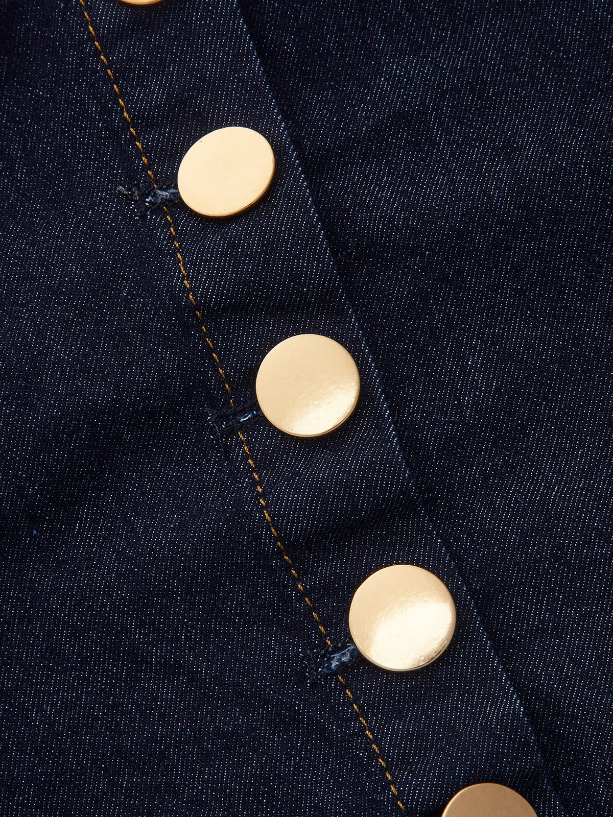 Metal Button Denim Deep V-Neck Tank Top sold by COMMENSE product image thumbnail 4