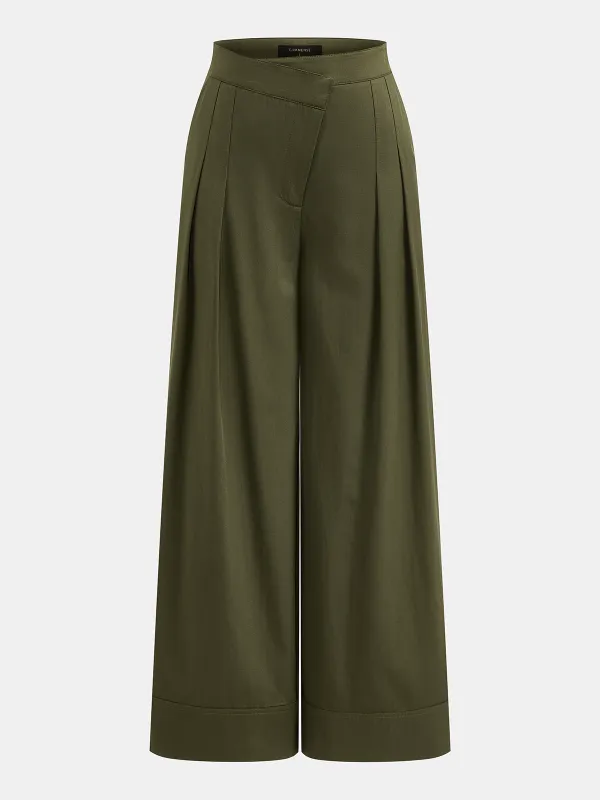 Asymmetric Pleated Wide Leg Pants made by COMMENSE