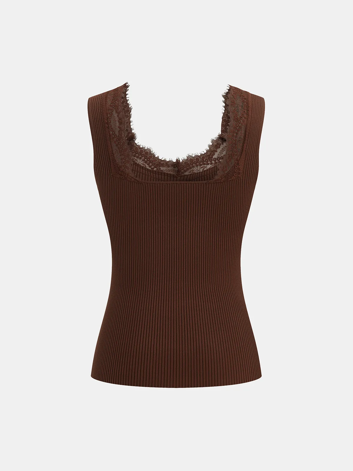 Lace Trim Ribbed Knit Tank Top sold by COMMENSE product image thumbnail 2
