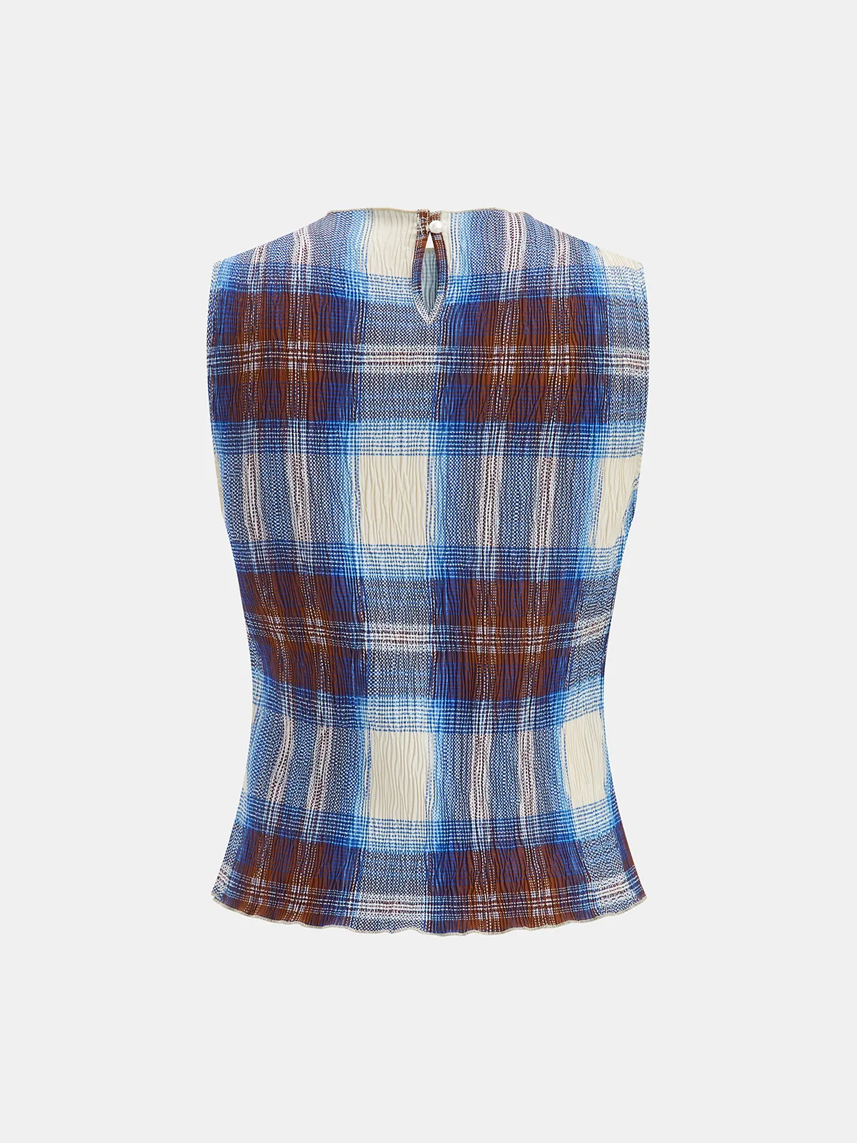 Plaid Crinkle Sleeveless Top sold by COMMENSE product image thumbnail 2